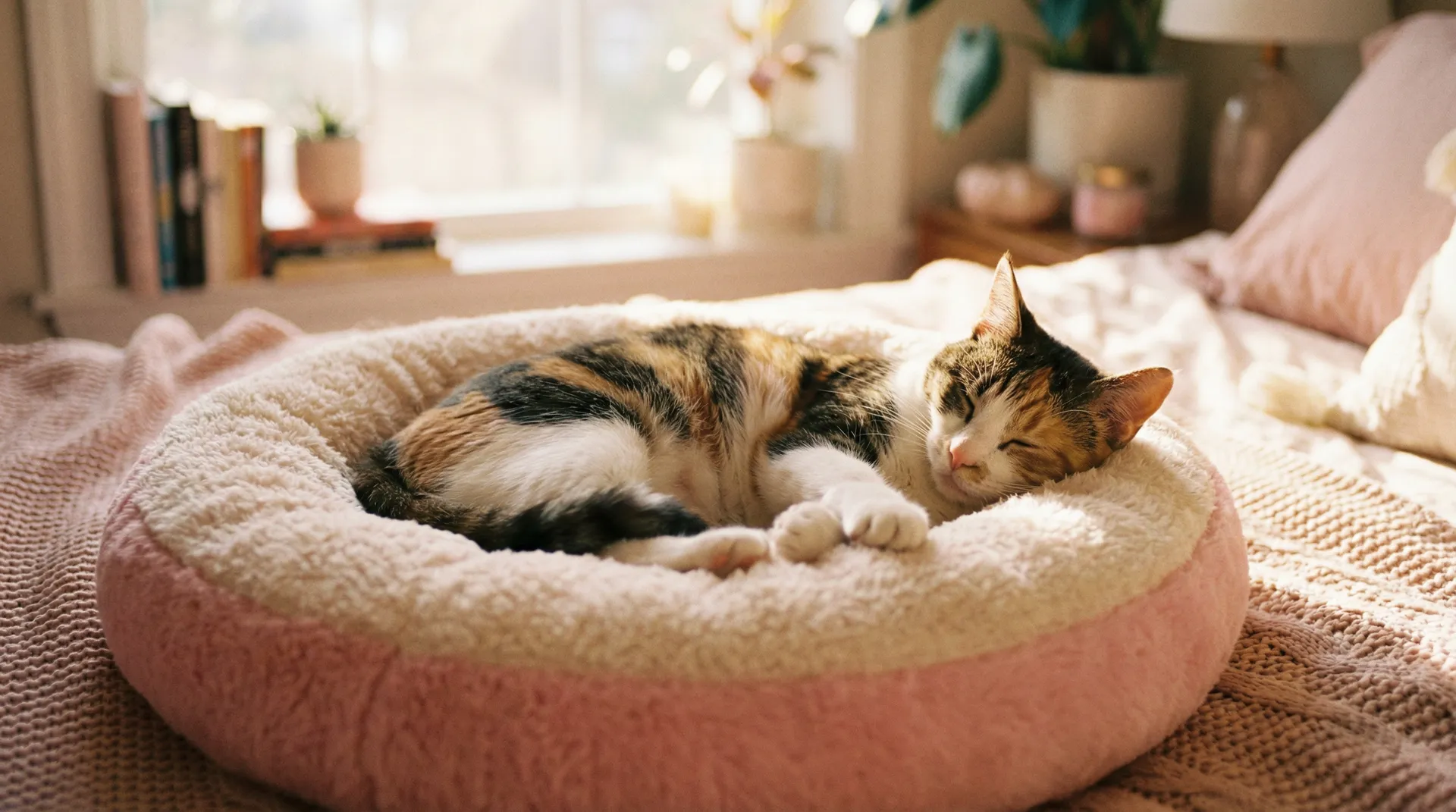 三花猫安静入睡 - 坐公交车失去了第一次